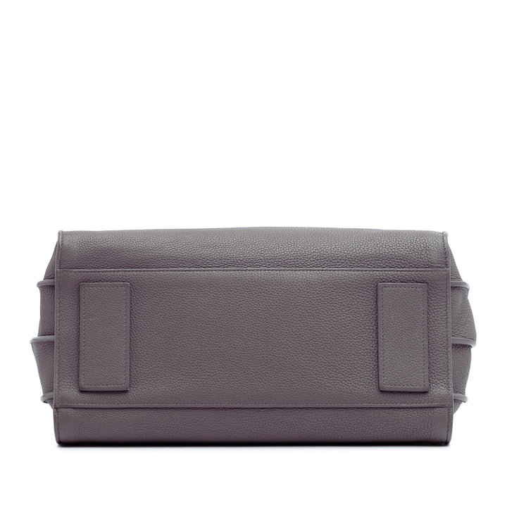 Small Grained Calfskin Supple Sac De Jour Satchel Gray - Gaby Paris