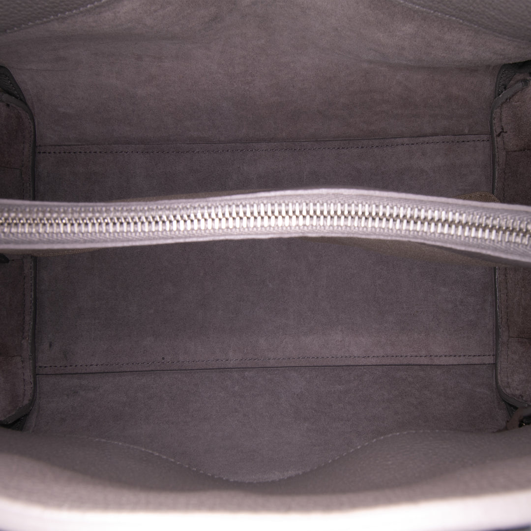 Small Grained Calfskin Supple Sac De Jour Satchel Gray - Gaby Paris