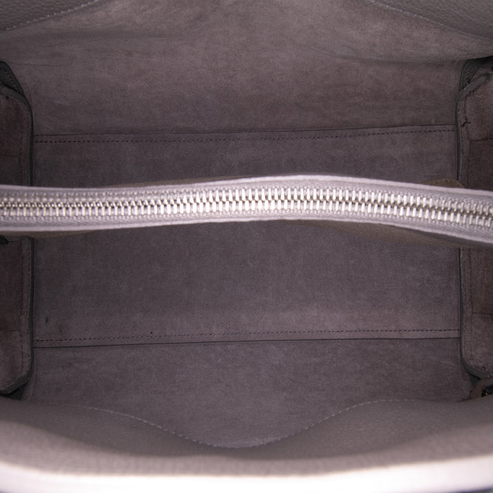 Small Grained Calfskin Supple Sac De Jour Satchel Gray - Gaby Paris