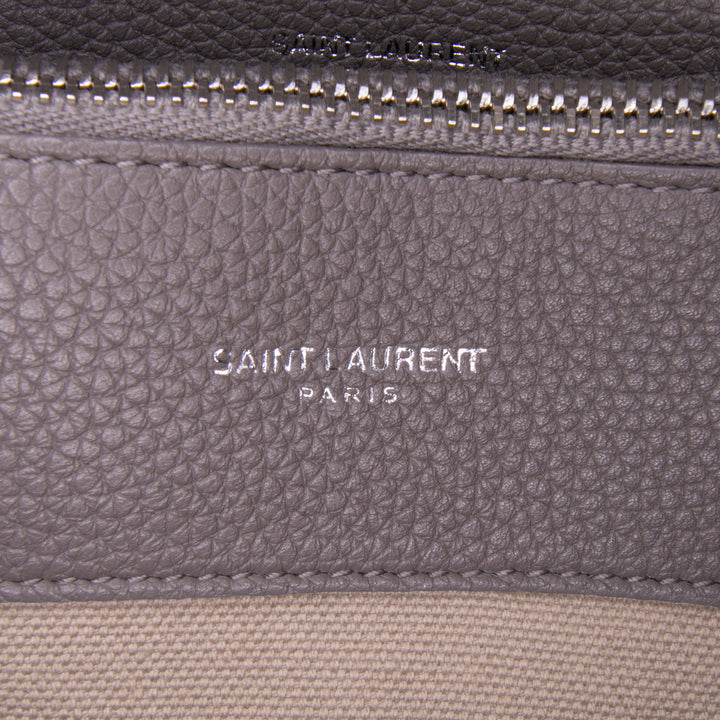 Small Grained Calfskin Supple Sac De Jour Satchel Gray - Gaby Paris