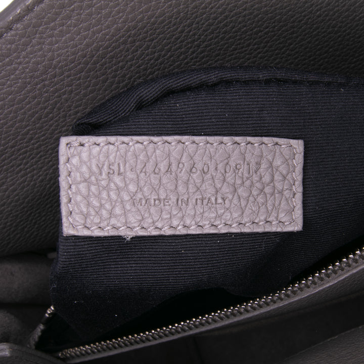 Small Grained Calfskin Supple Sac De Jour Satchel Gray - Gaby Paris
