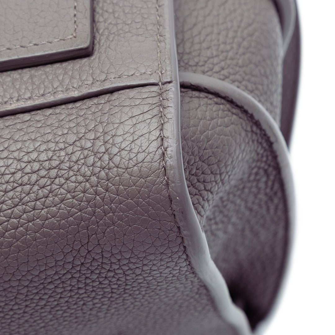 Small Grained Calfskin Supple Sac De Jour Satchel Gray - Gaby Paris