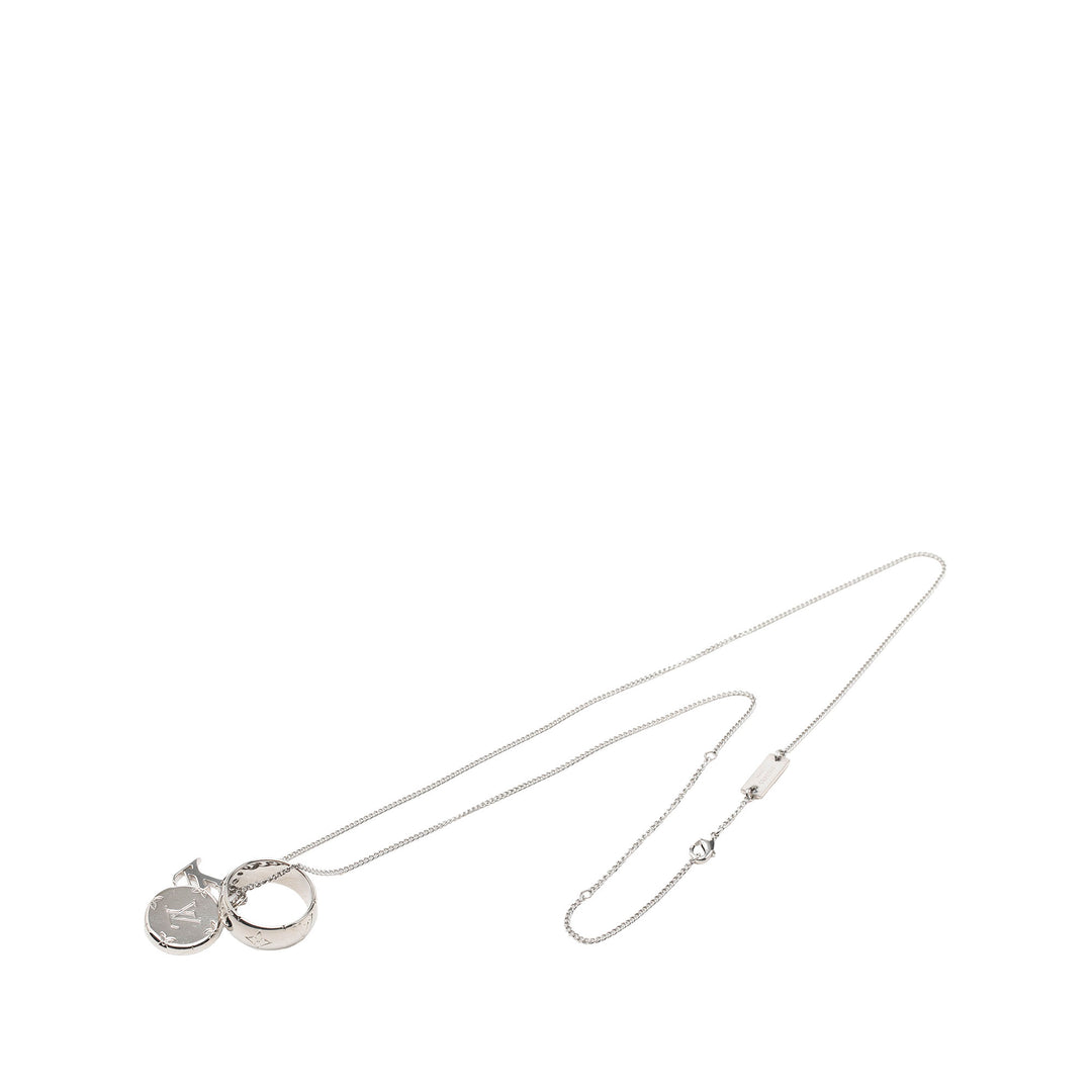 Louis Vuitton Collier Pendant Monogram Argenté – vue principale – GABY PARIS