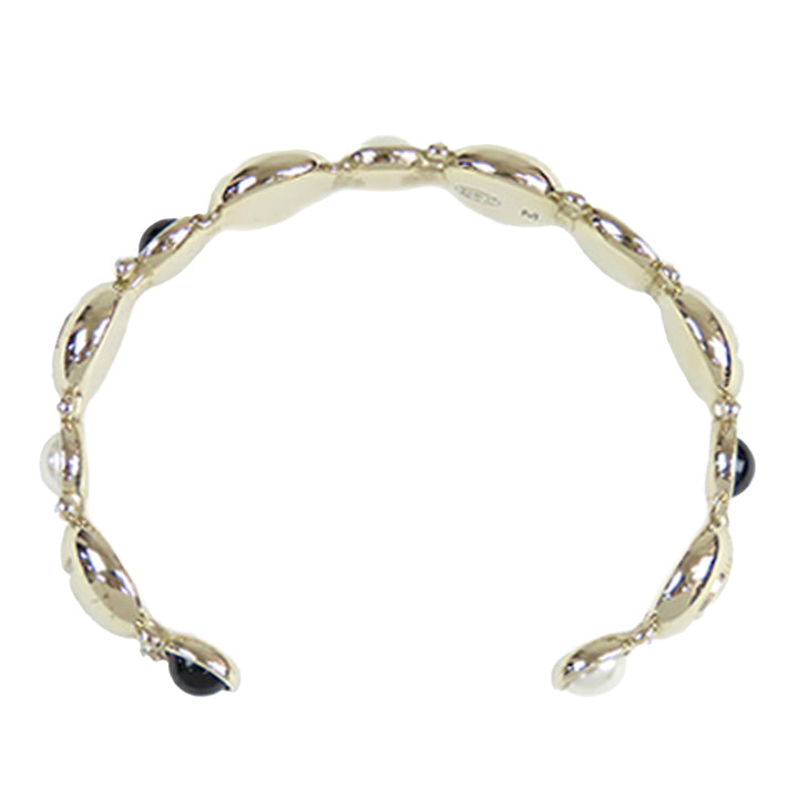 Chanel plaqué Perles fantaisie et Resin CC Cuff Bangle Bracelet