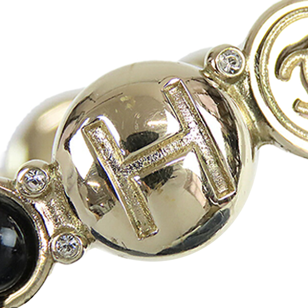 Chanel plaqué Perles fantaisie et Resin CC Cuff Bangle Bracelet