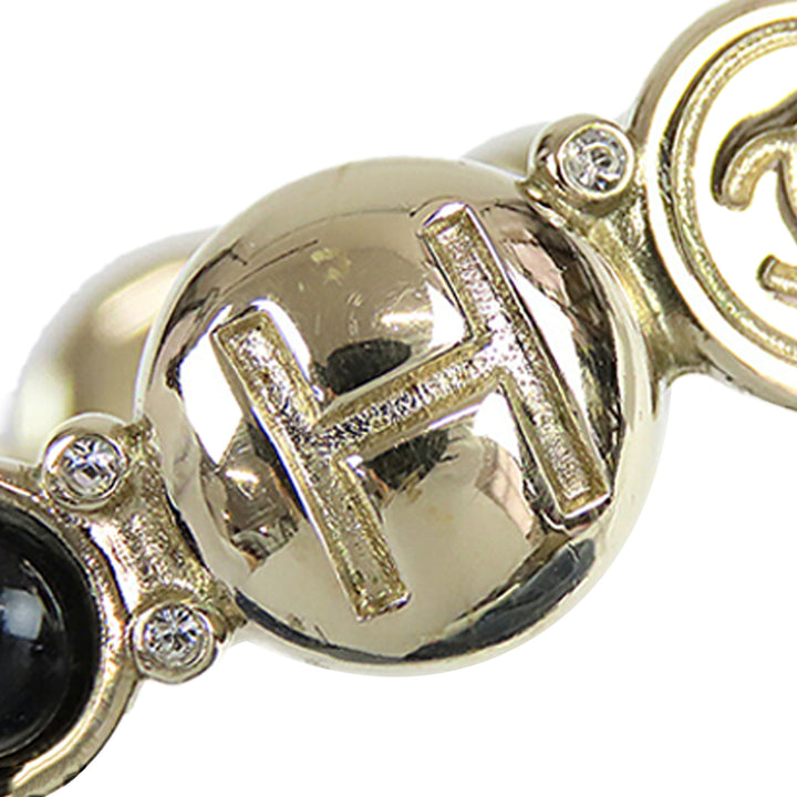 Chanel plaqué Perles fantaisie et Resin CC Cuff Bangle Bracelet