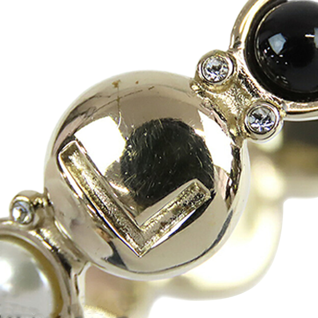 Chanel plaqué Perles fantaisie et Resin CC Cuff Bangle Bracelet