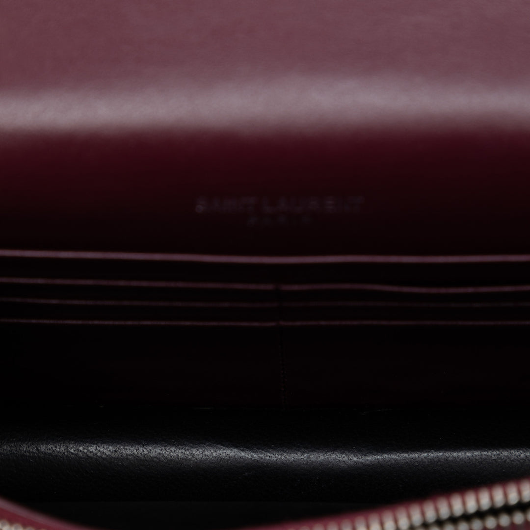 Saint Laurent Croc embossé Cuir Monogram Kate Pompon Wallet on Chain