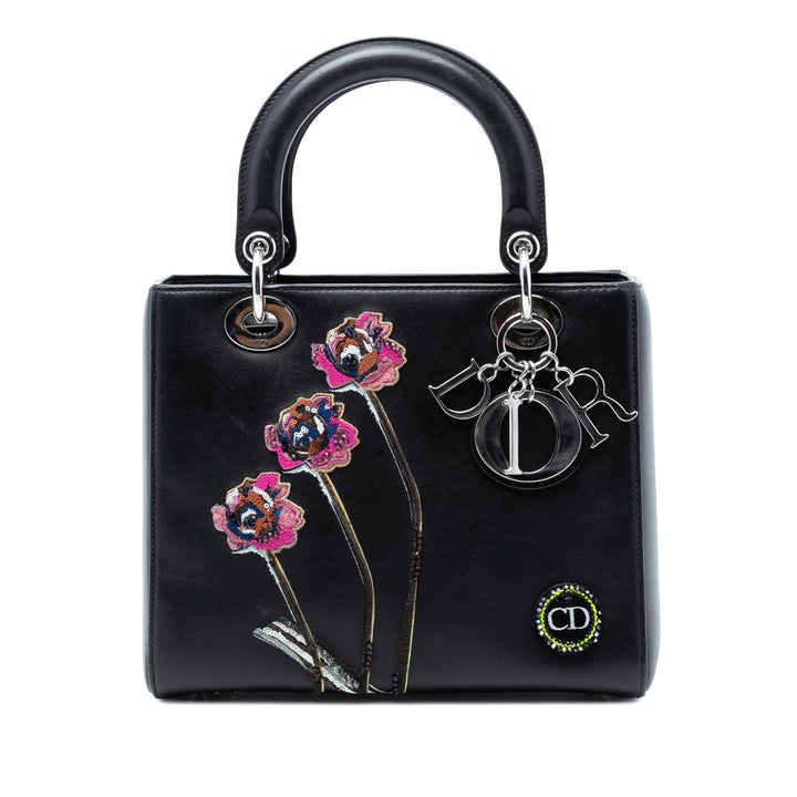 Dior Medium Cuir de veau brodé Flower Lady Dior