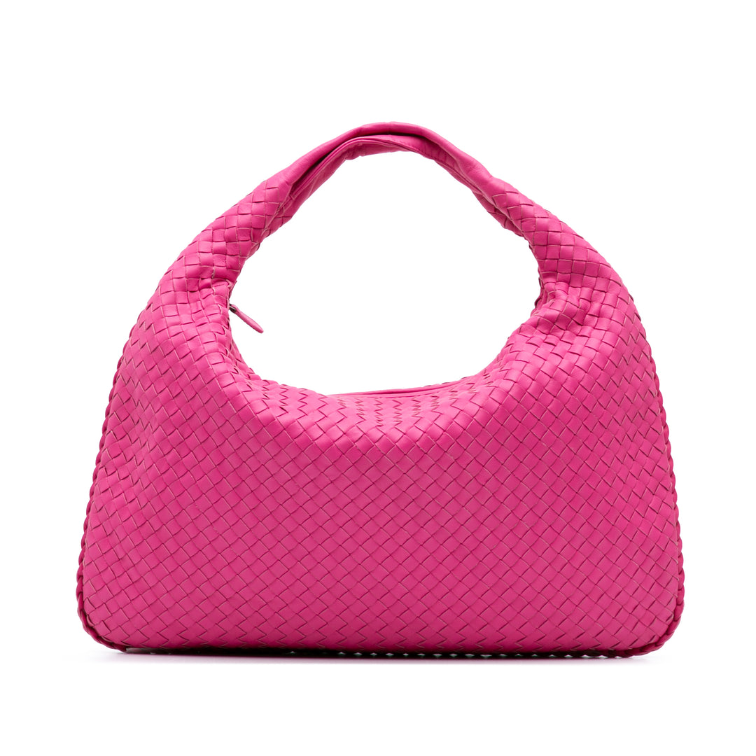 Medium Nappa Intrecciato Veneta Hobo Pink - Gaby Paris