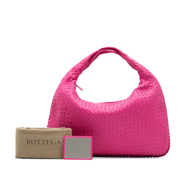 Medium Nappa Intrecciato Veneta Hobo Pink - Gaby Paris