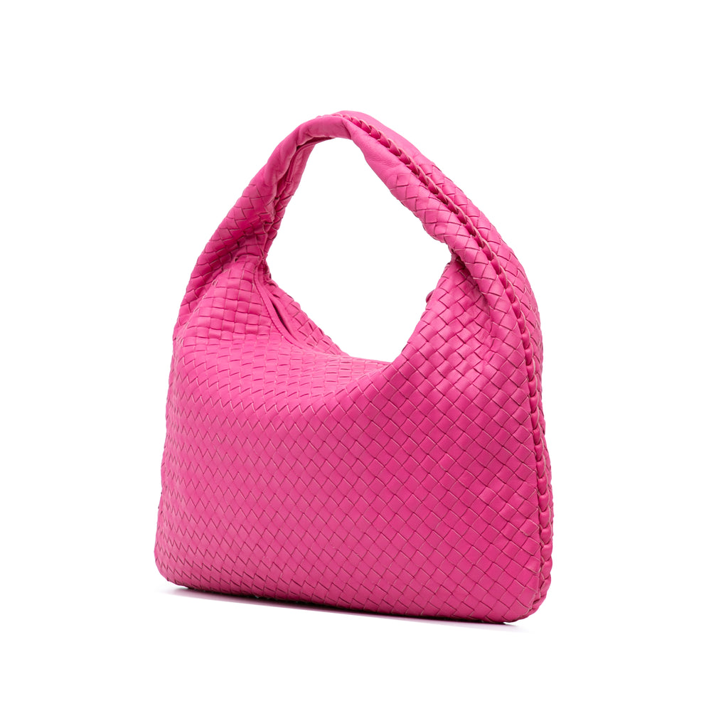 Medium Nappa Intrecciato Veneta Hobo Pink - Gaby Paris