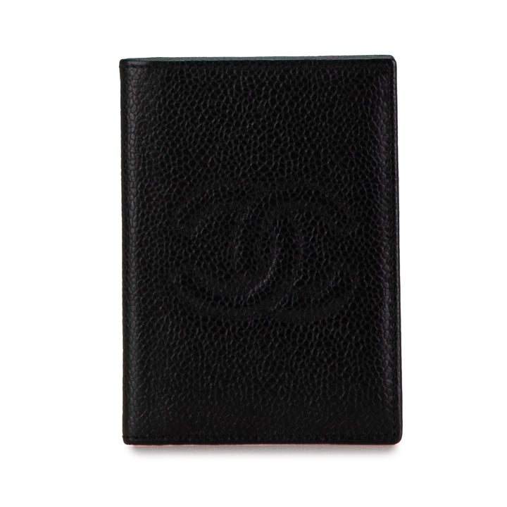 CC Caviar Bi Fold Card Holder Black - Gaby Paris