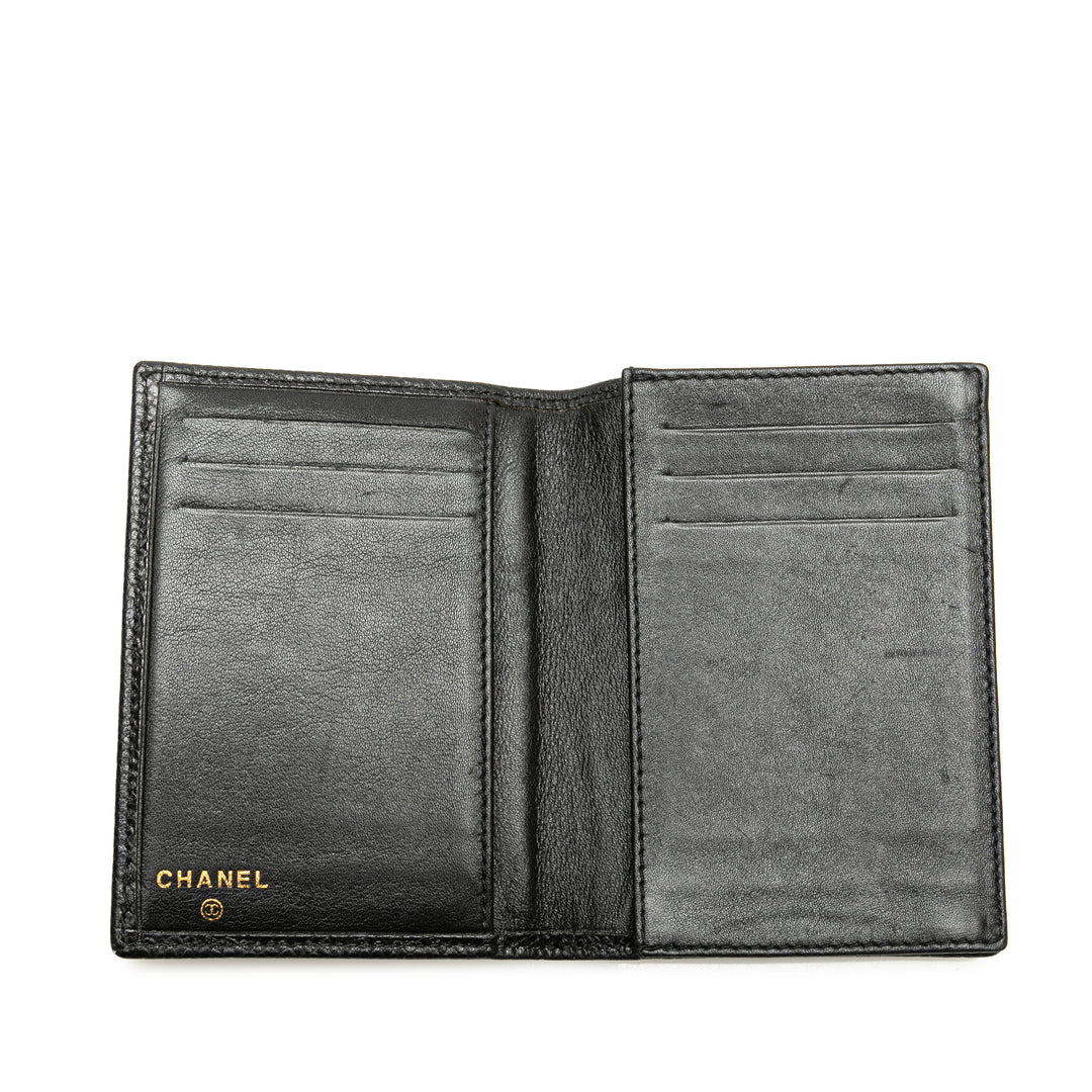 CC Caviar Bi Fold Card Holder Black - Gaby Paris