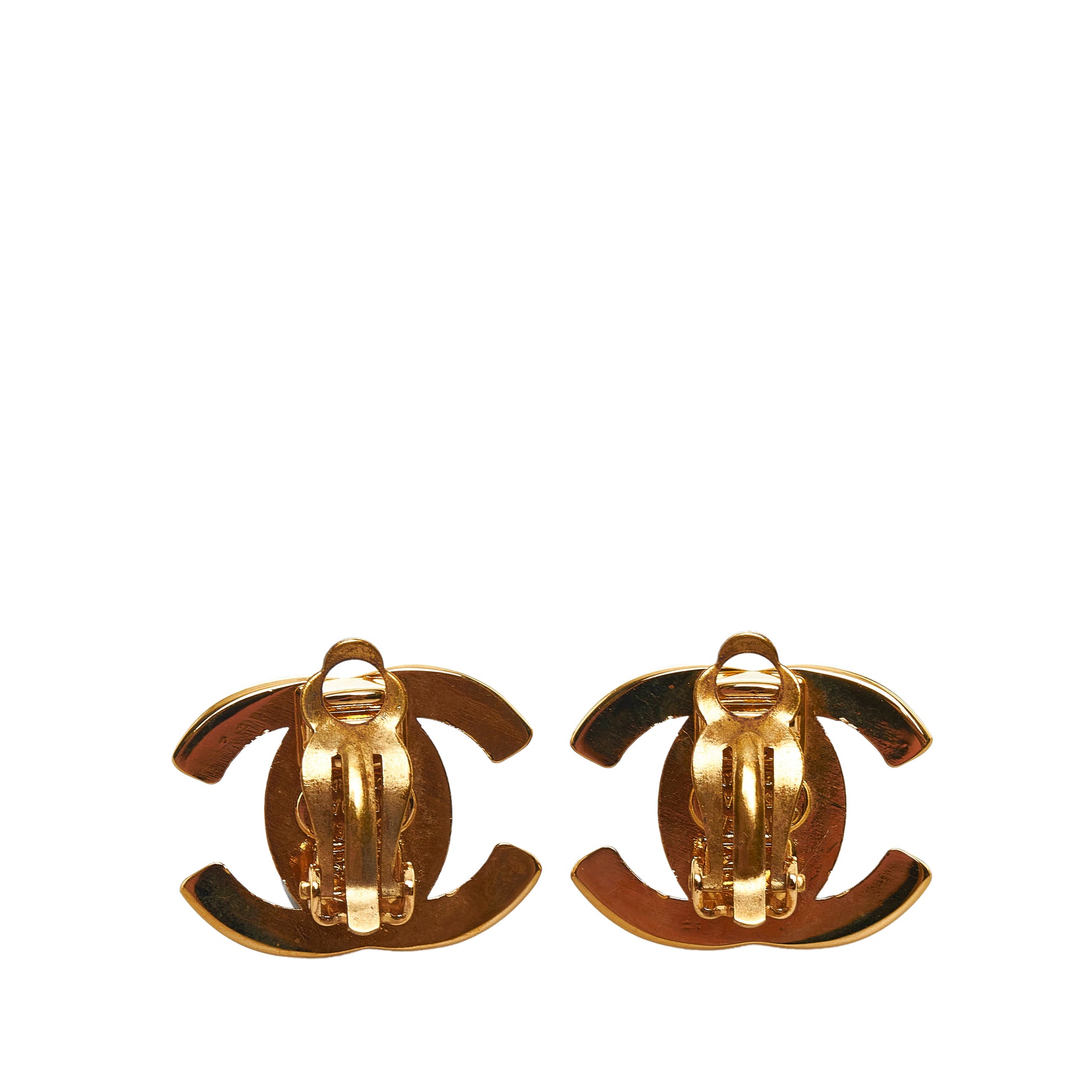 CC Turn Lock Clip-On Earrings Gold - Gaby Paris