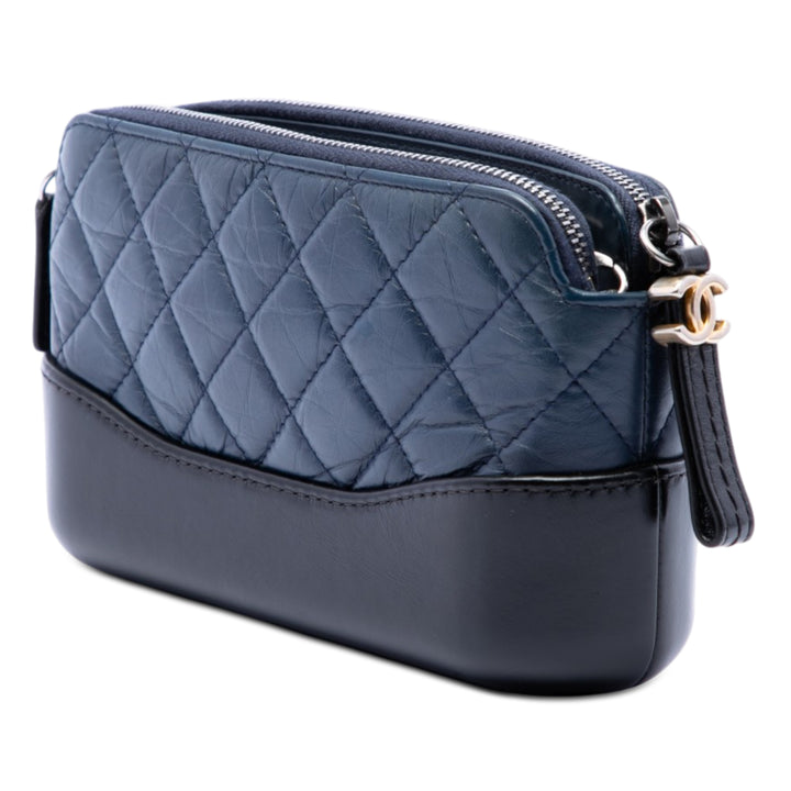 Chanel Bicolor vieilli Cuir de veau Gabrielle Double Zip Pochette avec chaîne