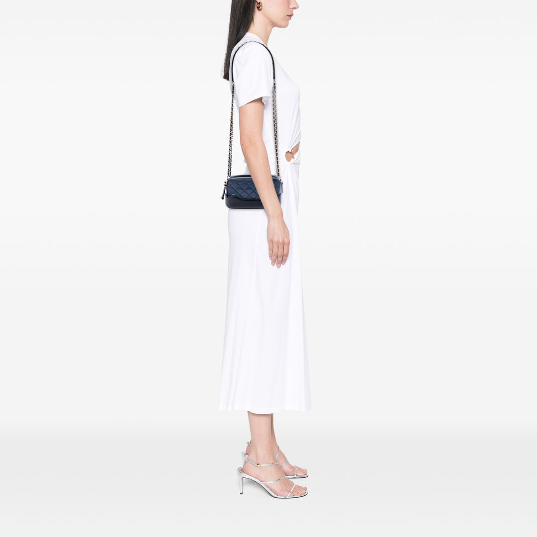Chanel Bicolor vieilli Cuir de veau Gabrielle Double Zip Pochette avec chaîne