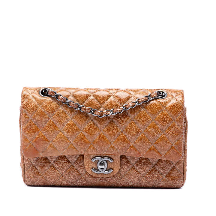 Chanel Medium Classic froissé Cuir verni Double rabat
