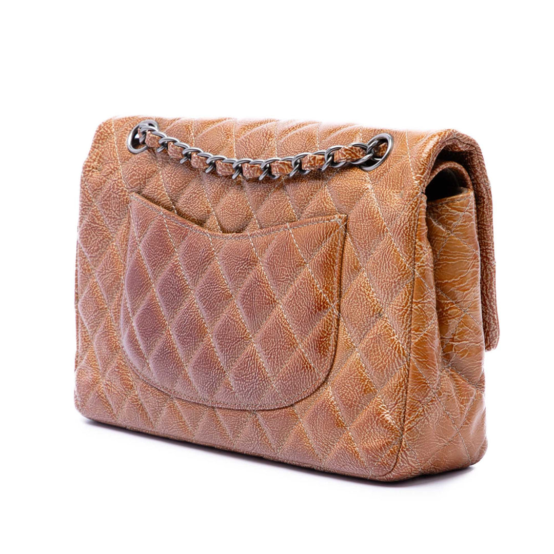Chanel Medium Classic froissé Cuir verni Double rabat