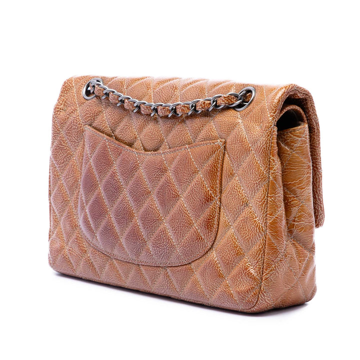 Chanel Medium Classic froissé Cuir verni Double rabat