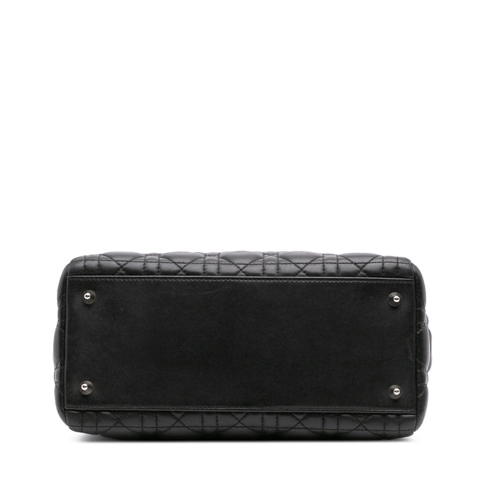 Medium Lambskin Cannage Lady Dior Black - Gaby Paris