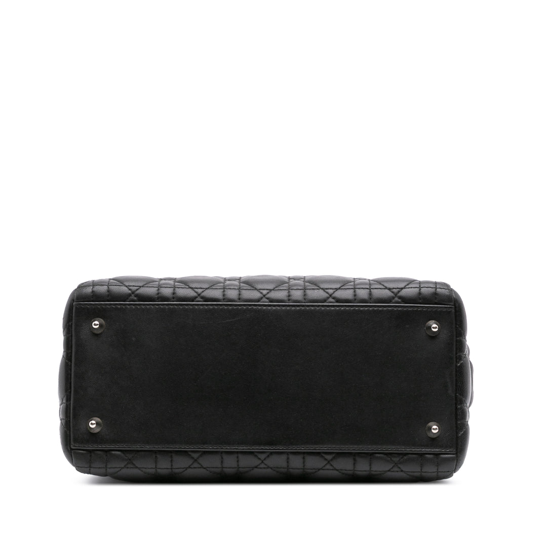 Medium Lambskin Cannage Lady Dior Black - Gaby Paris