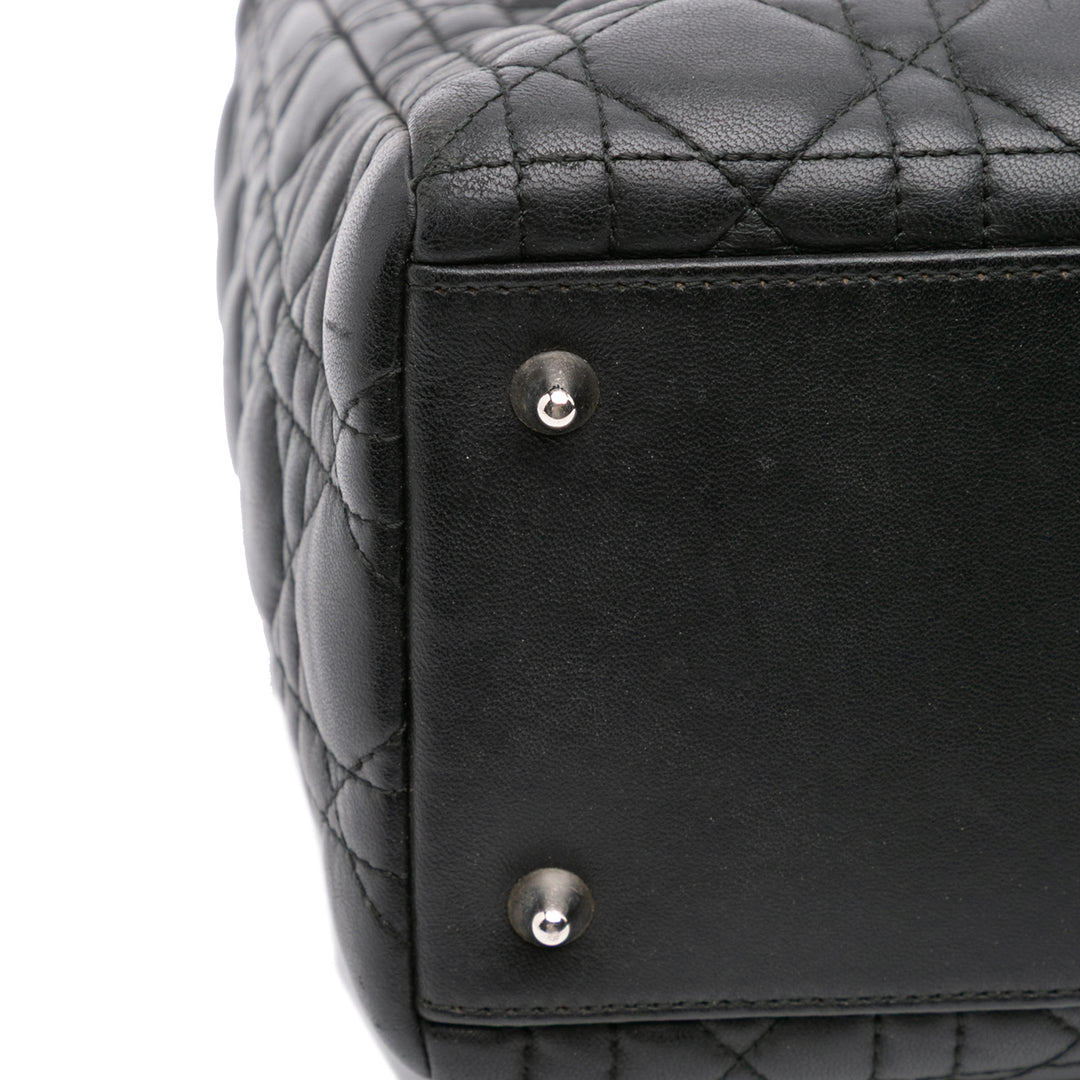 Medium Lambskin Cannage Lady Dior Black - Gaby Paris