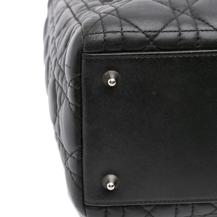 Medium Lambskin Cannage Lady Dior Black - Gaby Paris
