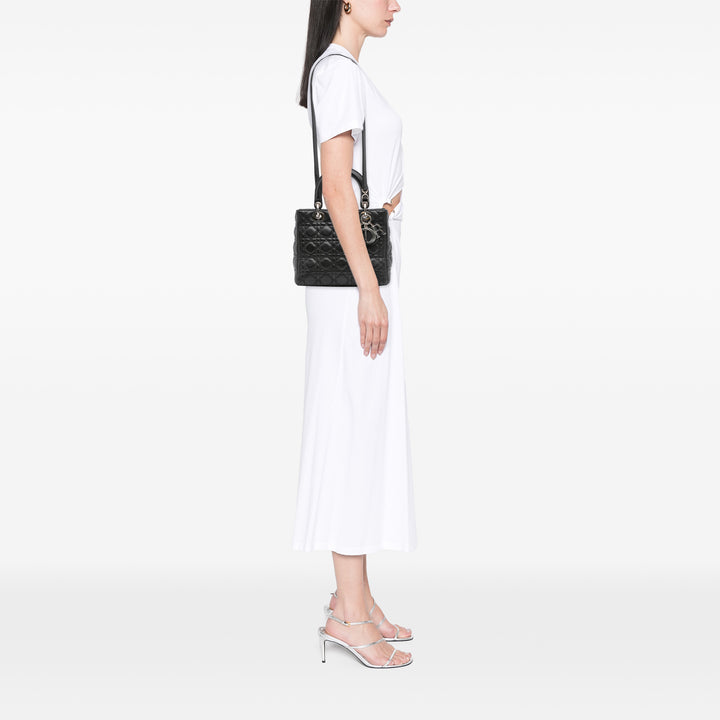 Medium Lambskin Cannage Lady Dior Black - Gaby Paris