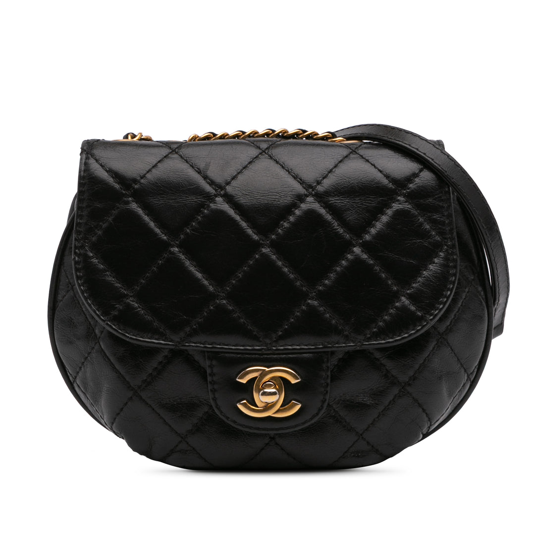 Small Aged Calfskin Bubble CC Flap Black - Gaby Paris