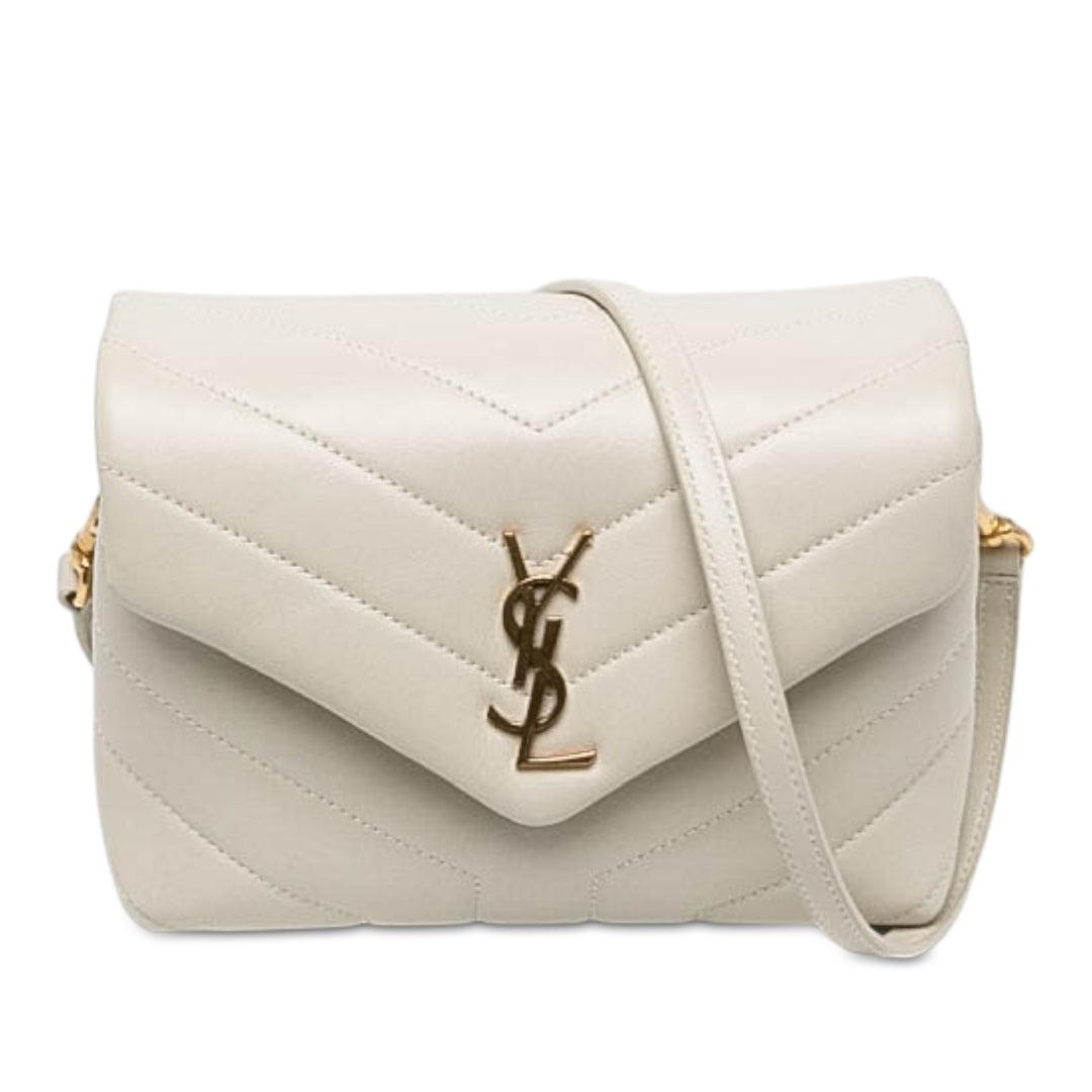 Saint Laurent Matelasse LouLou Sac Toy Cuir de veau Blanc – vue principale – GABY PARIS