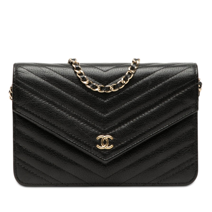 Chanel Chevron Cuir de chèvre Statement Wallet on Chain