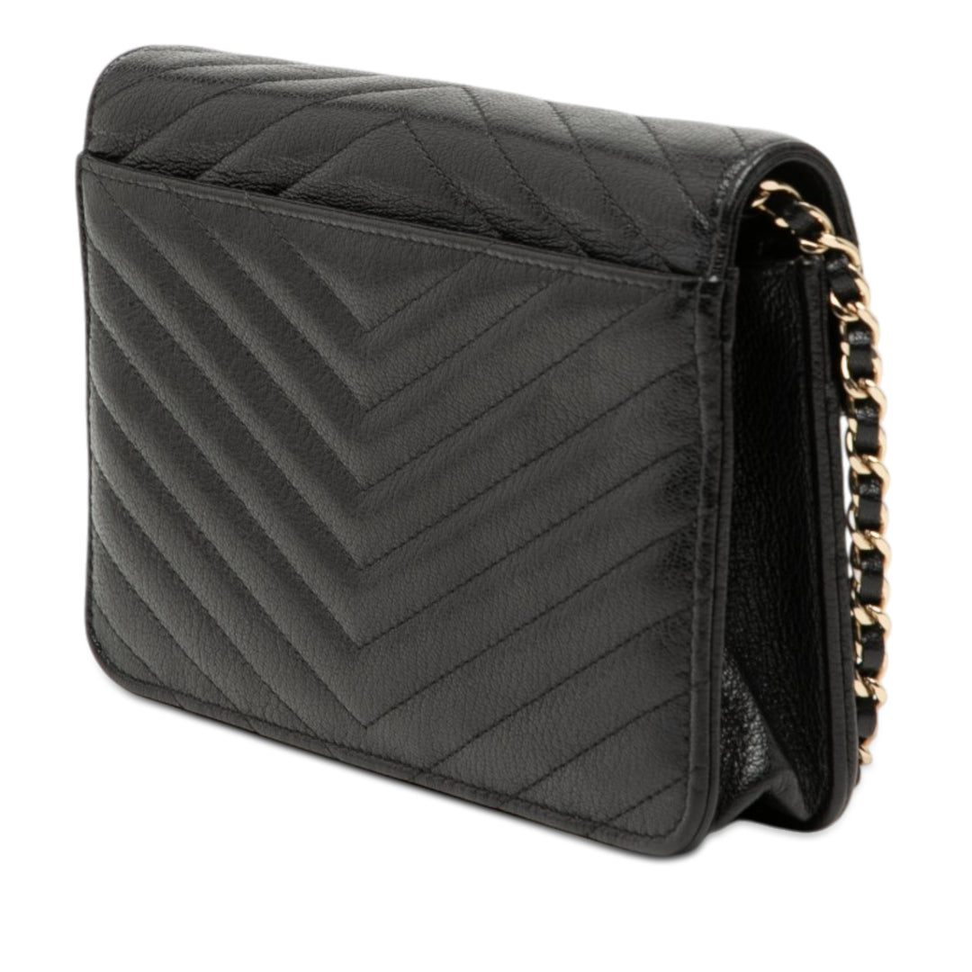 Chanel Chevron Cuir de chèvre Statement Wallet on Chain