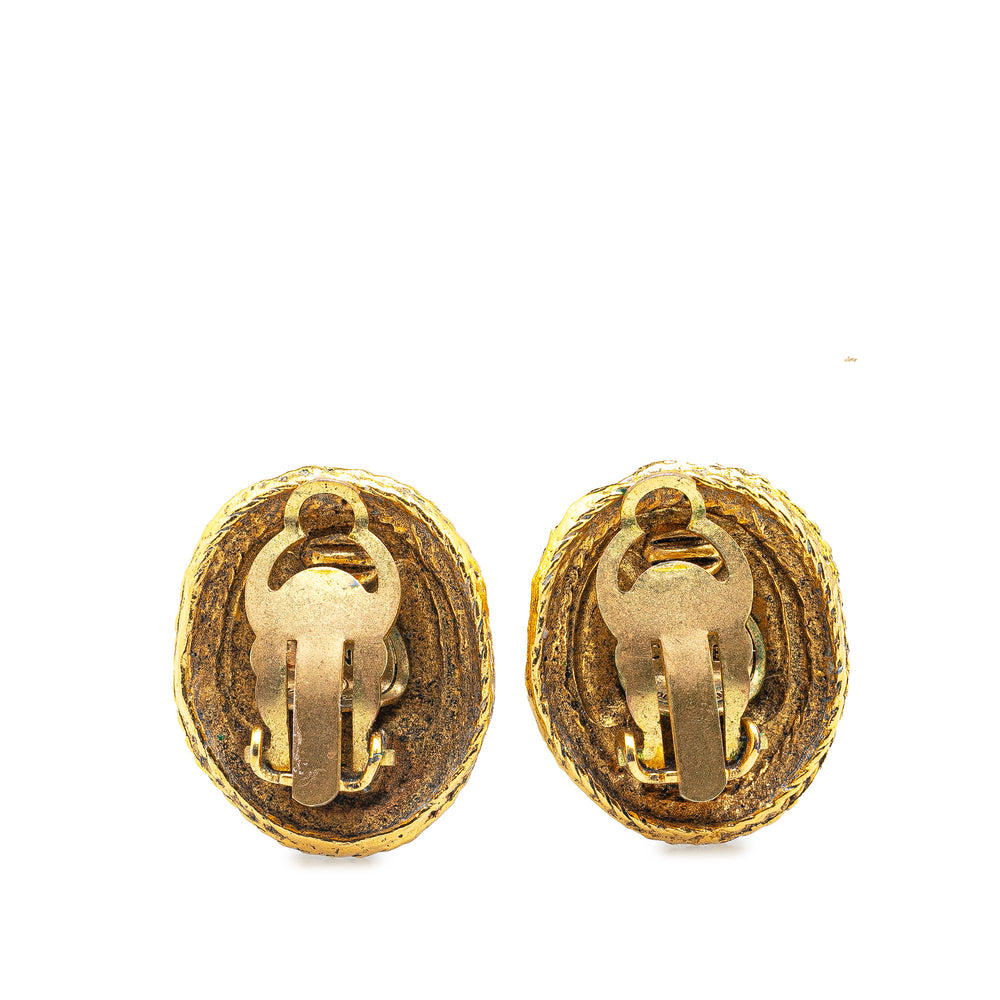 Gold Plated CC Clip On Earrings Gold - Gaby Paris