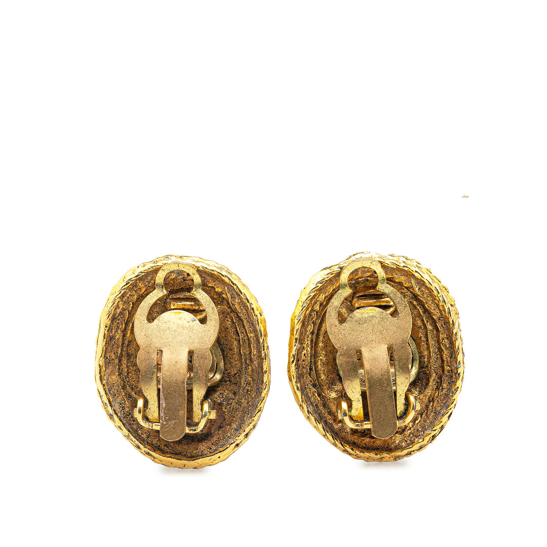 Gold Plated CC Clip On Earrings Gold - Gaby Paris