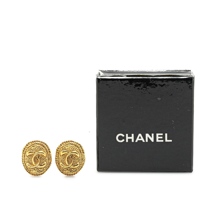 Gold Plated CC Clip On Earrings Gold - Gaby Paris