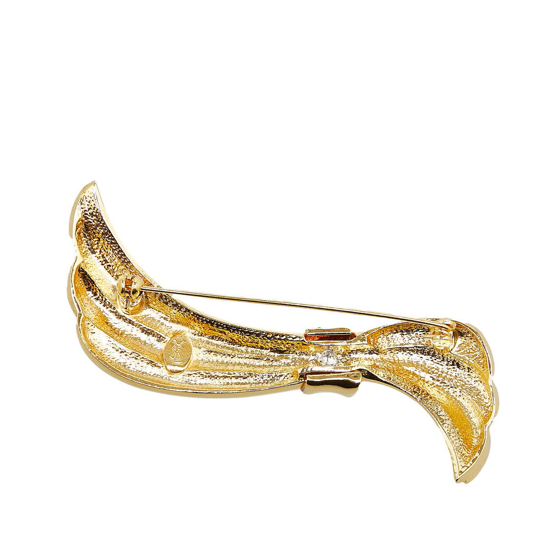 Gold Plated Corsage Rhinestone Brooch Gold - Gaby Paris