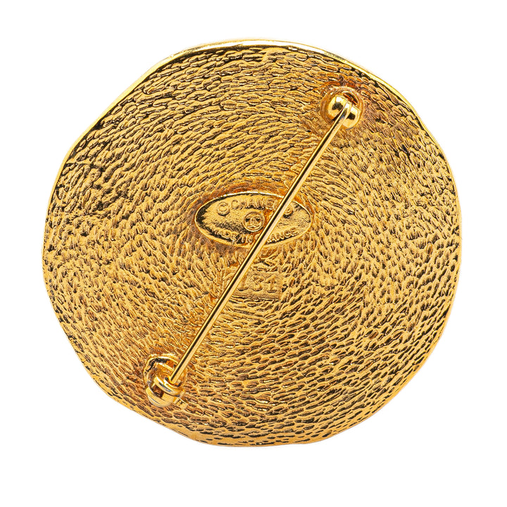 Gold Plated 31 Rue Cambon Round Brooch Gold - Gaby Paris