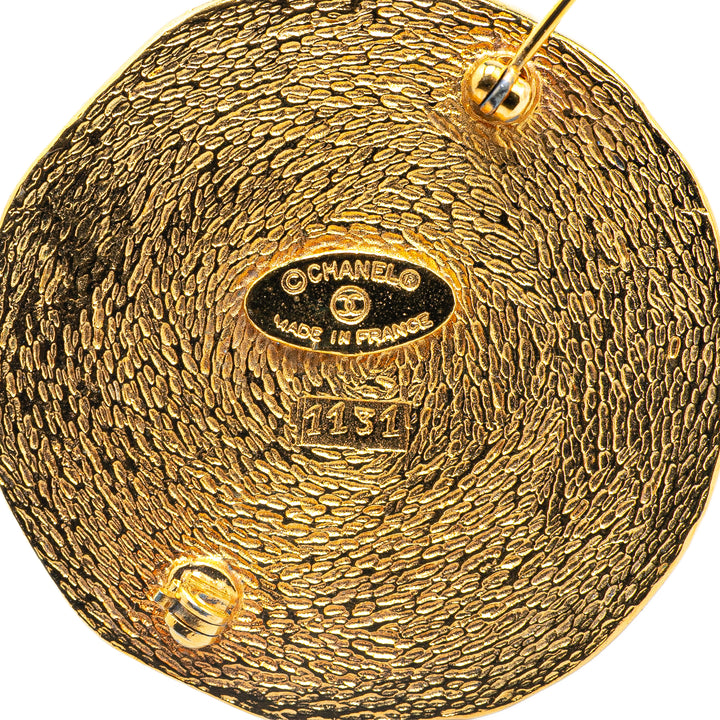 Gold Plated 31 Rue Cambon Round Brooch Gold - Gaby Paris