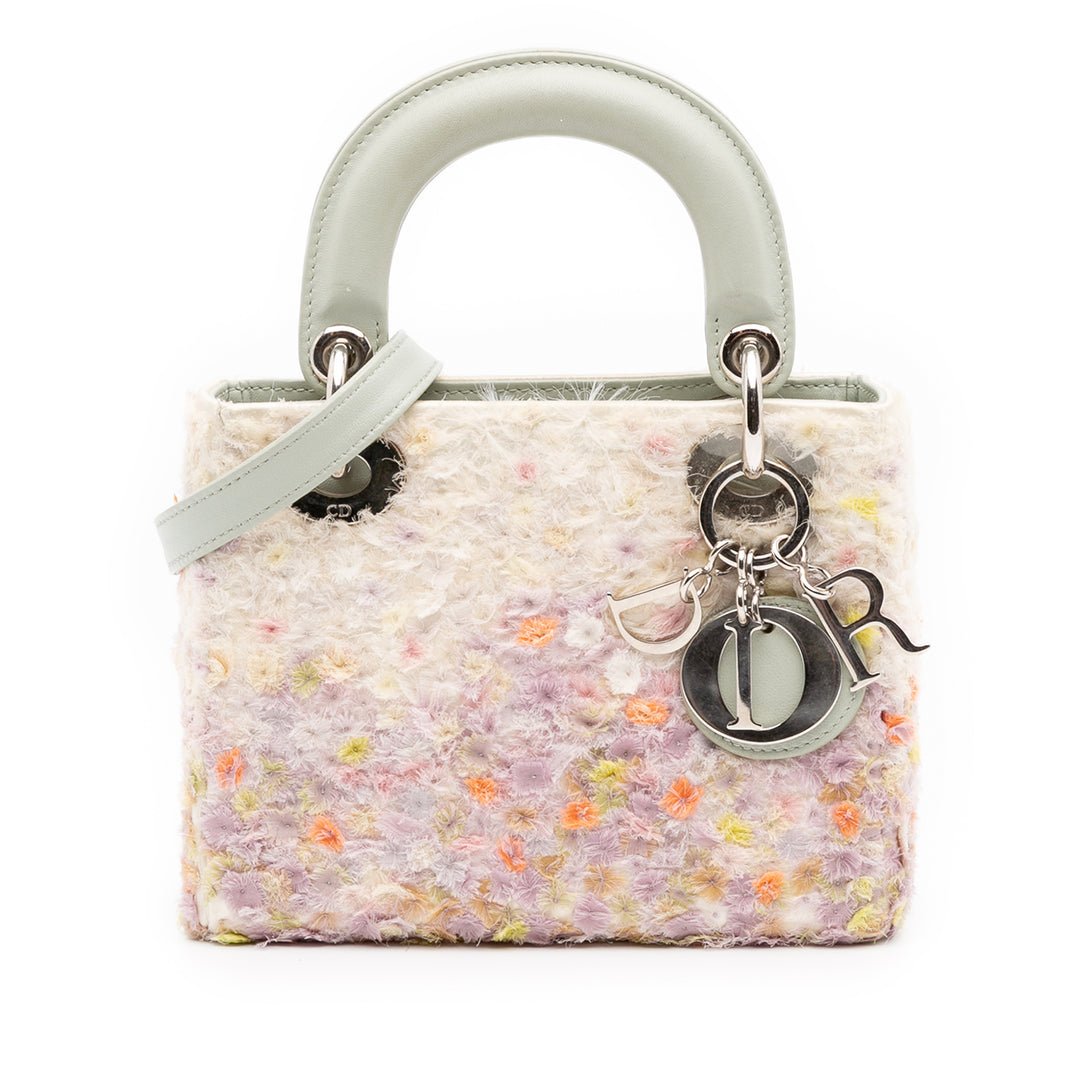 Dior Mini Ruffled Floral Fabric Embellished Cuir d’agneau Lady Dior Rose – GABY PARIS Authentique