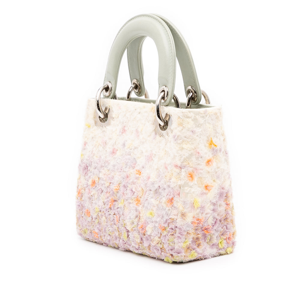 Dior Mini Ruffled Floral Fabric Embellished Cuir d’agneau Lady Dior Rose – GABY PARIS Authentique