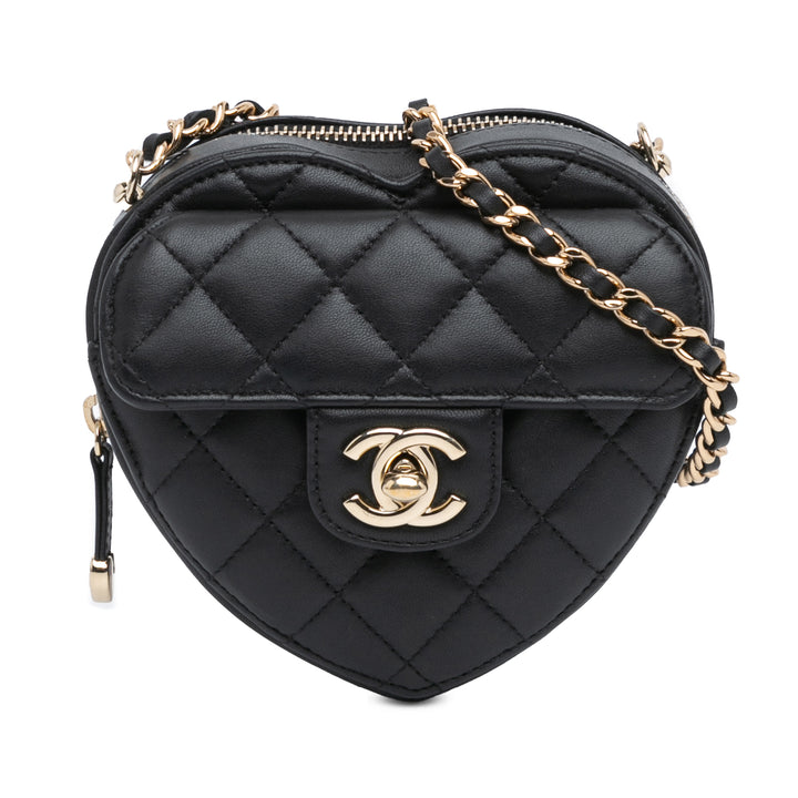 Mini Lambskin CC in Love Heart Crossbody Black - Gaby Paris