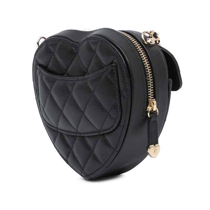 Mini Lambskin CC in Love Heart Crossbody Black - Gaby Paris