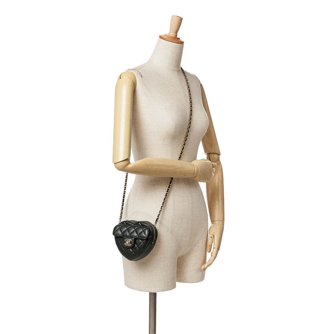 Mini Lambskin CC in Love Heart Crossbody Black - Gaby Paris