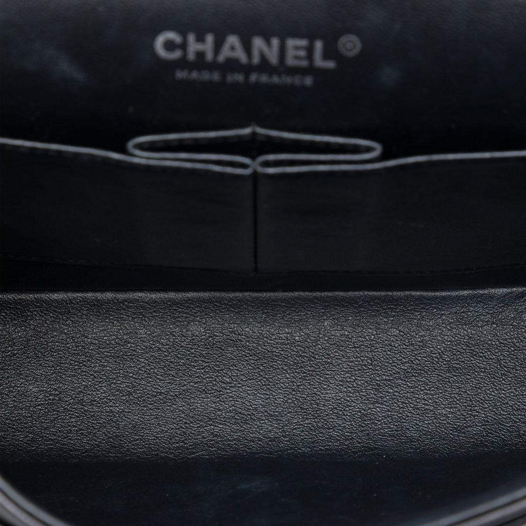 Chanel Classic Chevron So Double rabat Moyen Cuir d'agneau Noir
