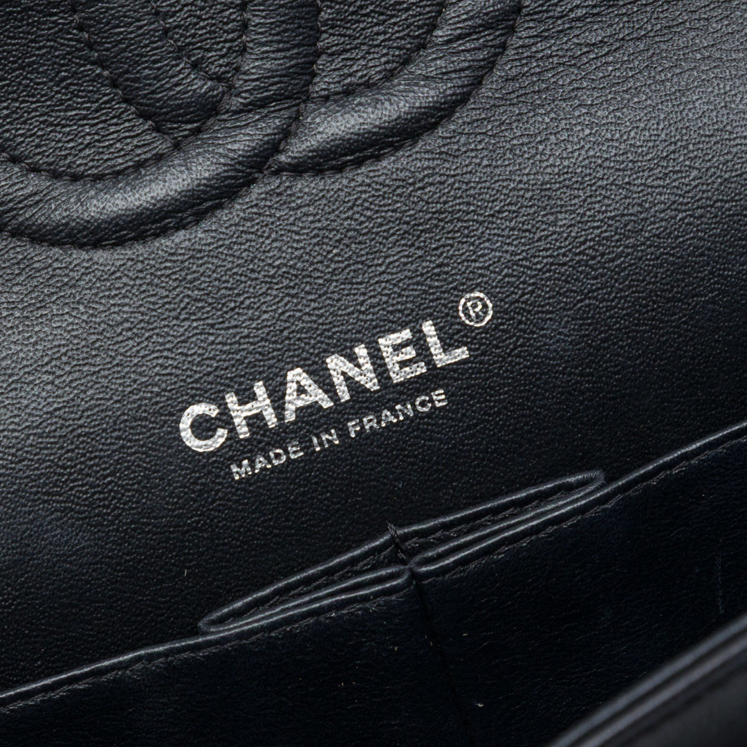 Chanel Classic Chevron So Double rabat Moyen Cuir d'agneau Noir