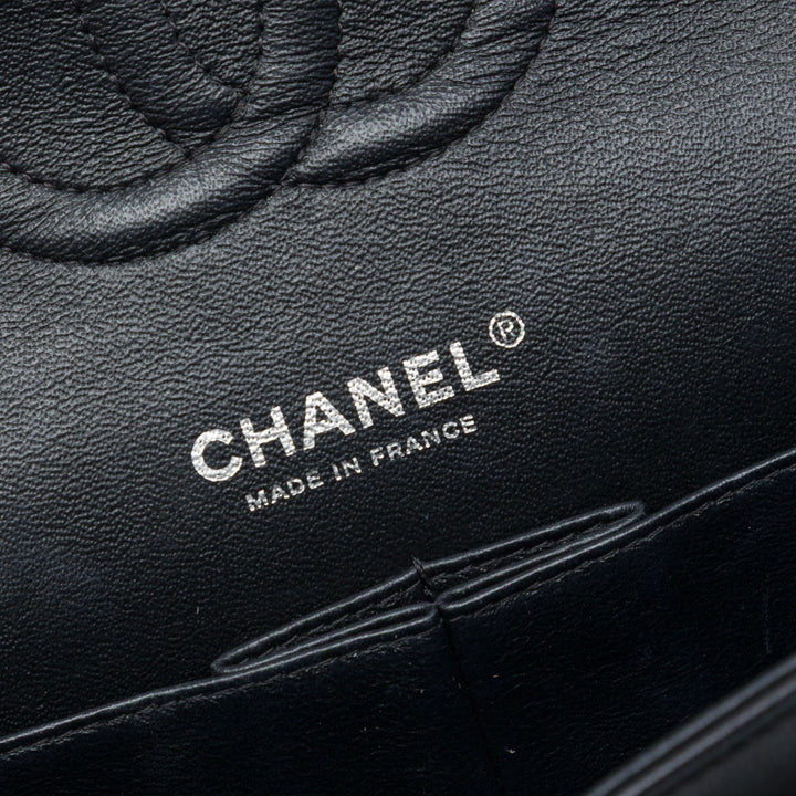 Chanel Classic Chevron So Double rabat Moyen Cuir d'agneau Noir