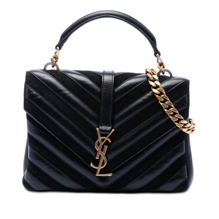 Saint Laurent Medium Cuir de veau et Daim Chevron Monogram College Sac