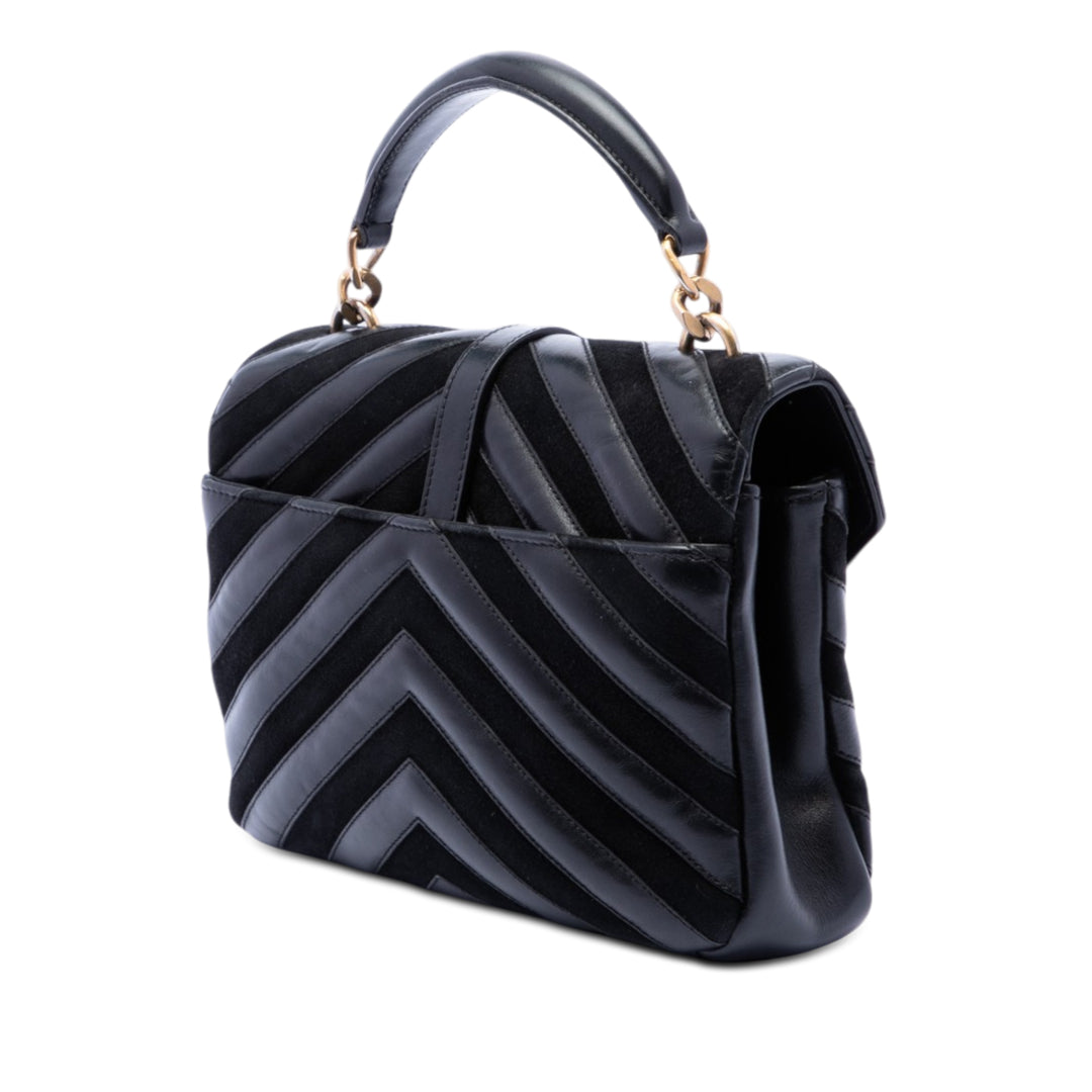 Saint Laurent Medium Cuir de veau et Daim Chevron Monogram College Sac