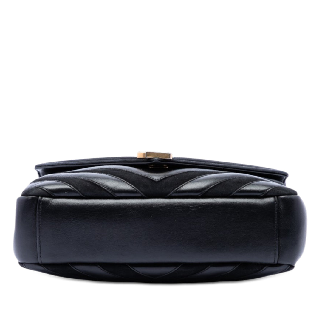 Saint Laurent Medium Cuir de veau et Daim Chevron Monogram College Sac